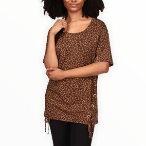 MICHAEL Kors Cheetah Print Lace-Up Tunic